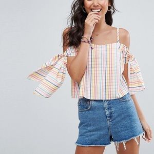ASOS Cold Shoulder Seersucker Top